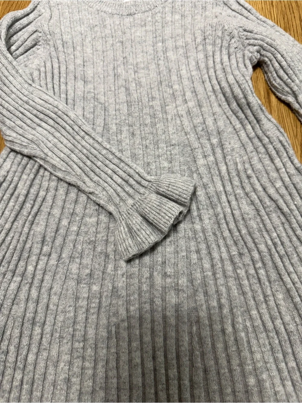 GAP Light Gray Ribbed Knit Dress with Ruffle Cuffs